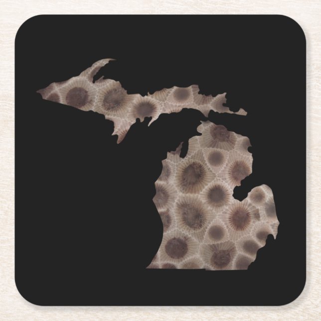 Petoskey Stone michigan Staat steinfossil Rechteckiger Pappuntersetzer (Vorderseite)
