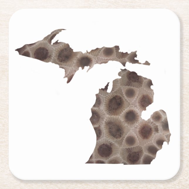 Petoskey Stone michigan Staat steinfossil Rechteckiger Pappuntersetzer (Vorderseite)
