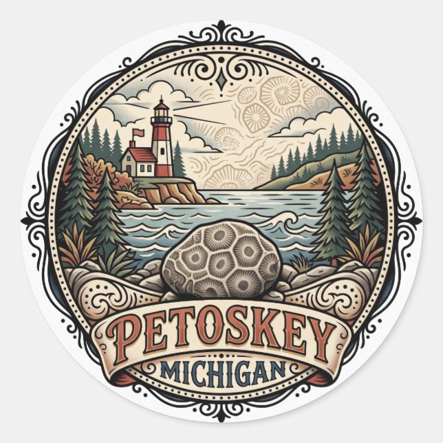 Petoskey USA Runder Aufkleber (Vorderseite)