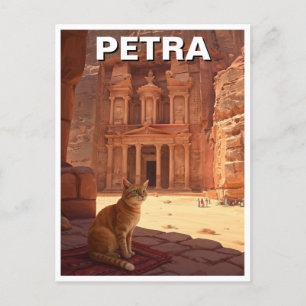 Petra Jordan Cat Travel Postkarte