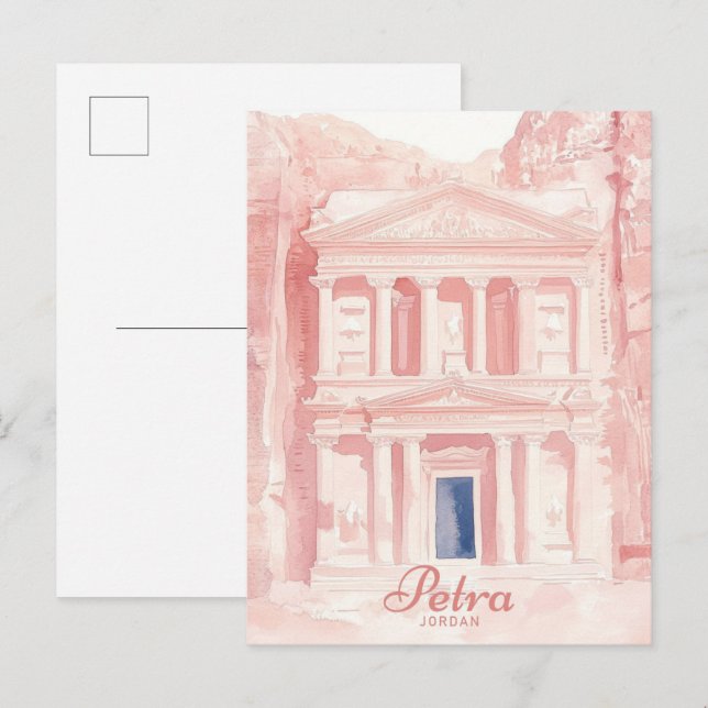 Petra Jordan Gouache Paint Illustration Travel Postkarte (Vorne/Hinten)