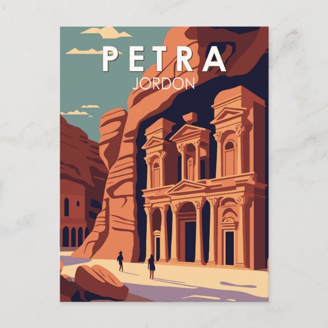 Petra Jordan Travel Art Vintag Postkarte (Vorderseite)