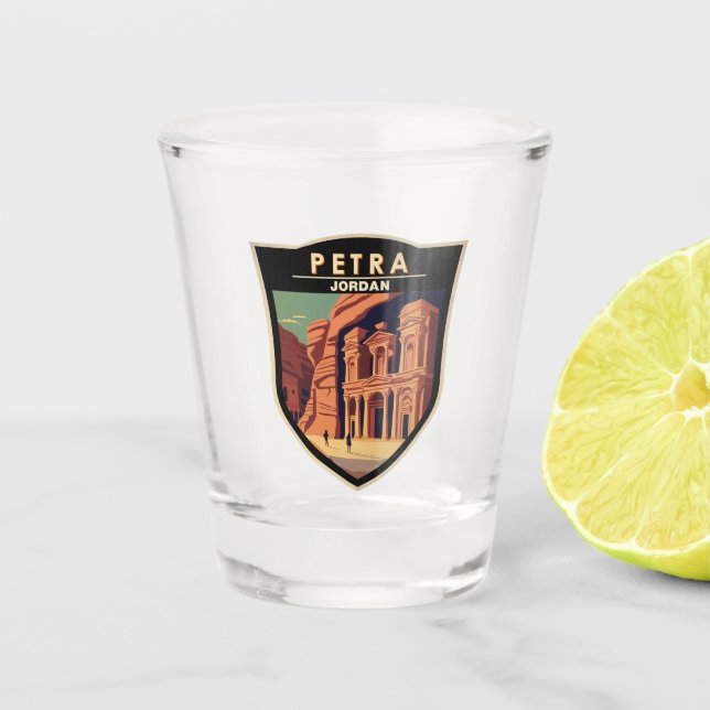 Petra Jordan Travel Art Vintag Schnapsglas (Vorderseite)