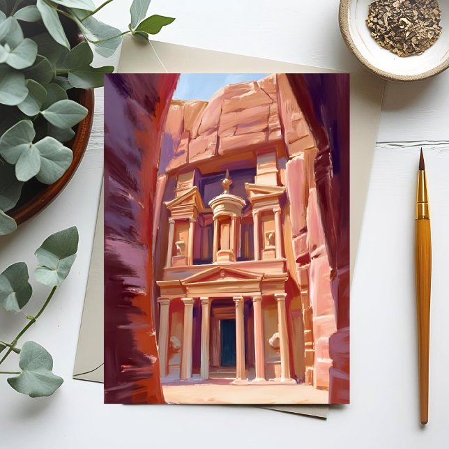 Petra Jordan Travel Painting Postkarte (Von Creator hochgeladen)