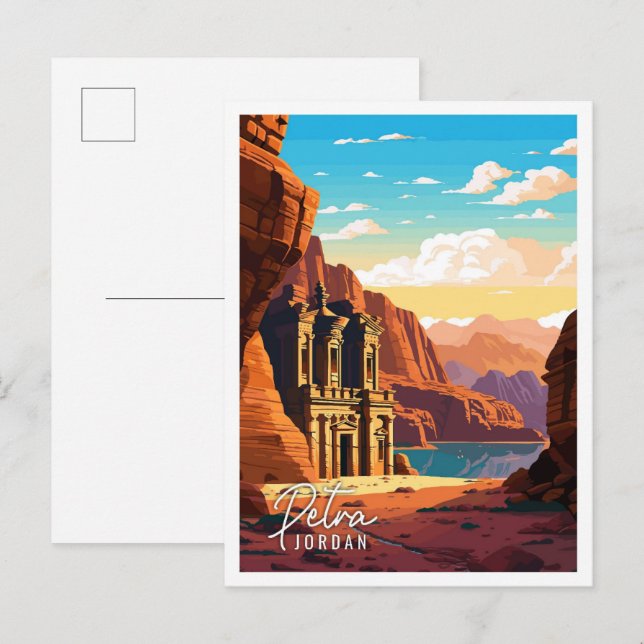 Petra Jordan Vintage Reise Illustration Postkarte (Vorne/Hinten)