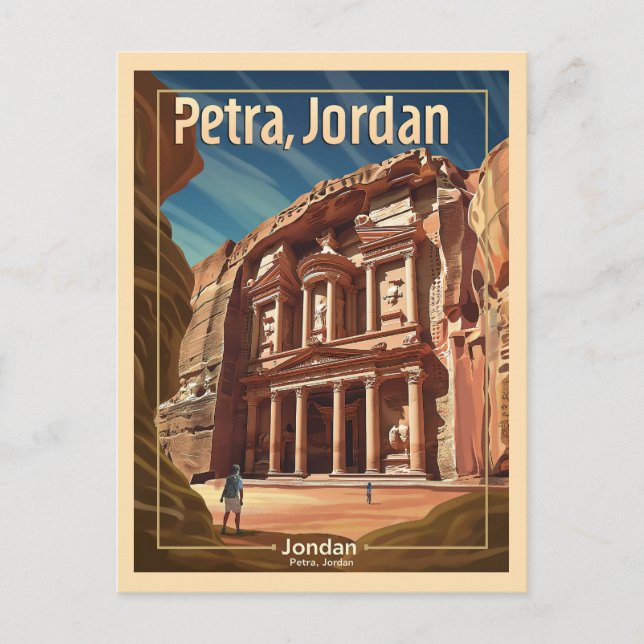 Petra, Jordan Vintage Travel Postkarte (Vorderseite)