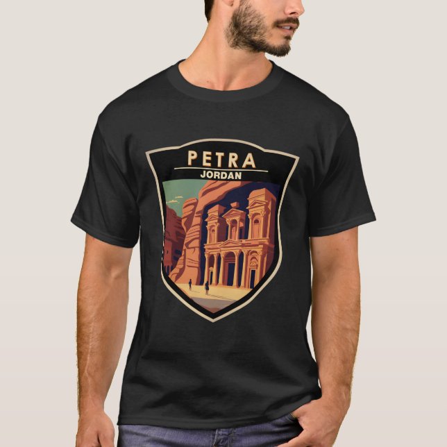 Petra Sehenswürdigkeit Abzeichen Vintag T-Shirt (Vorderseite)