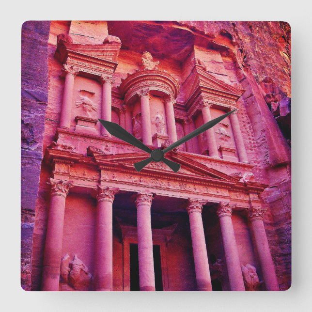 Petra Treasury Gebäude Quadratische Wanduhr (Vorderseite)