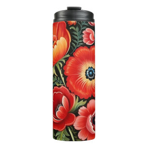 Petrikivka ukrainische traditionelle Kunst. Thermosbecher