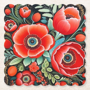 Petrikivka ukrainische traditionelle Kunst Untersetzer