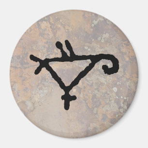 Petroglyph eines stilisierten Papagei Magnet