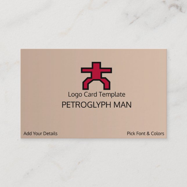 Petroglyph Man Symbol - Rotes Logo Visitenkarte (Vorderseite)