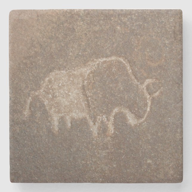 Petroglyphe-Bison-Untersetzer Steinuntersetzer (Vorderseite)