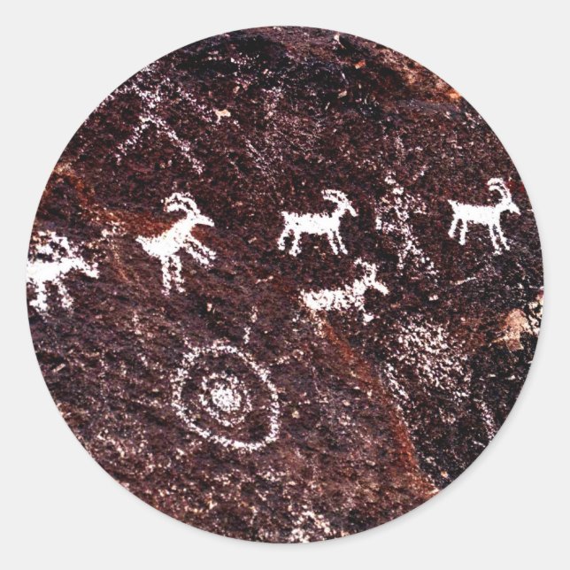 PETROGLYPHE-NEVADA-WÜSTEN-AMERIKANER-SÜDWESTEN RUNDER AUFKLEBER (Vorderseite)