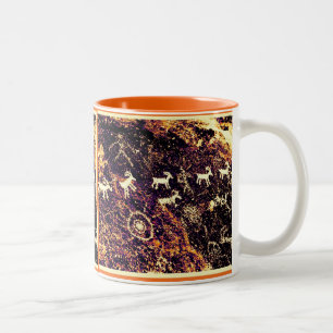 PETROGLYPHE-NEVADA-WÜSTEN-AMERIKANER-SÜDWESTEN ZWEIFARBIGE TASSE