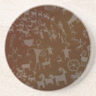 Petroglyphe-Untersetzer Sandstein Untersetzer
