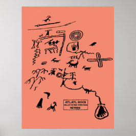 Petroglyphen am Atlatl-Felsen im Valley of Fire St Poster