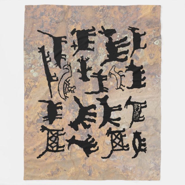 Petroglyphen-Sammlung Hunde und Coyoten Fleecedecke (Vorderseite)