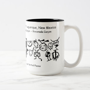 Petroglyphen-Sammlung von Masken und bemalten Gesi Zweifarbige Tasse