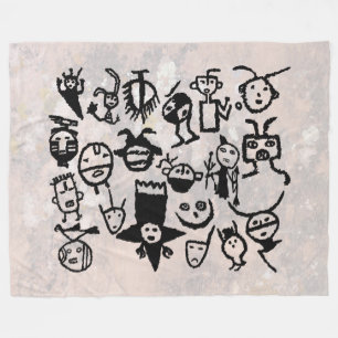 Petroglyphen von Gesichts- und Zeremonienmasken Fleecedecke