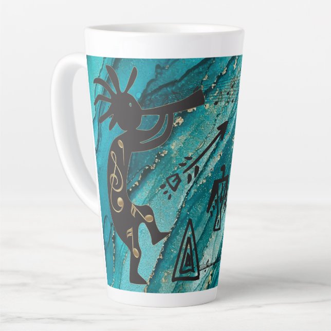 Petroglyphs-Amerikanische Ureinwohner Kokopelli Milchtasse (Linke Ecke)