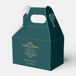 Petrol-grüne, goldene Rahmenhochzeit Geschenkschachtel
