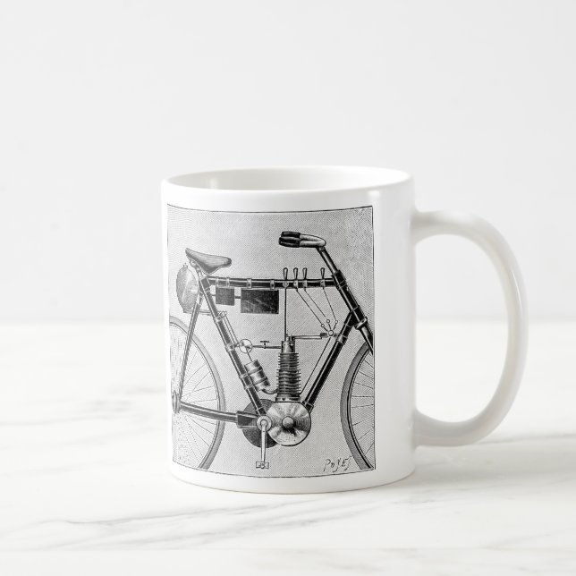 Petrolette Omega Motorrad, 1895 Kaffeetasse (Rechts)