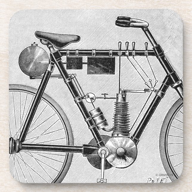 Petrolette Omega Motorrad, 1895 Untersetzer (Vorderseite)