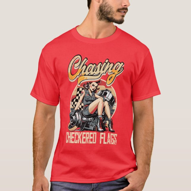 Petrolhead Caruning Chasing Checkered Flags girl T-Shirt (Vorderseite)