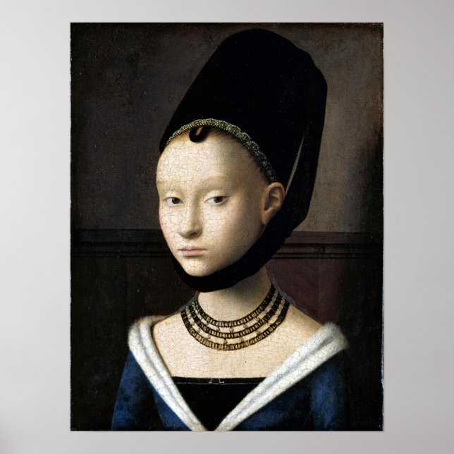 Petrus Christus Portrait einer jungen Frau Poster (Vorne)