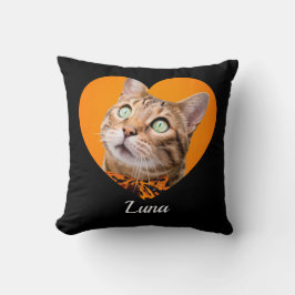 Pet's Cute Modern Typography Name and heart Photo Kissen
