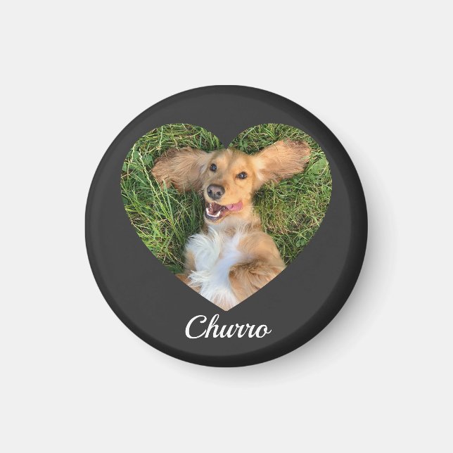 Pet's Cute Modern Typography Name and heart Photo Magnet (Vorne)