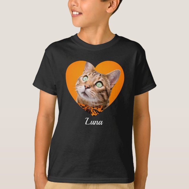 Pet's Cute Modern Typography Name and heart Photo T-Shirt (Vorderseite)