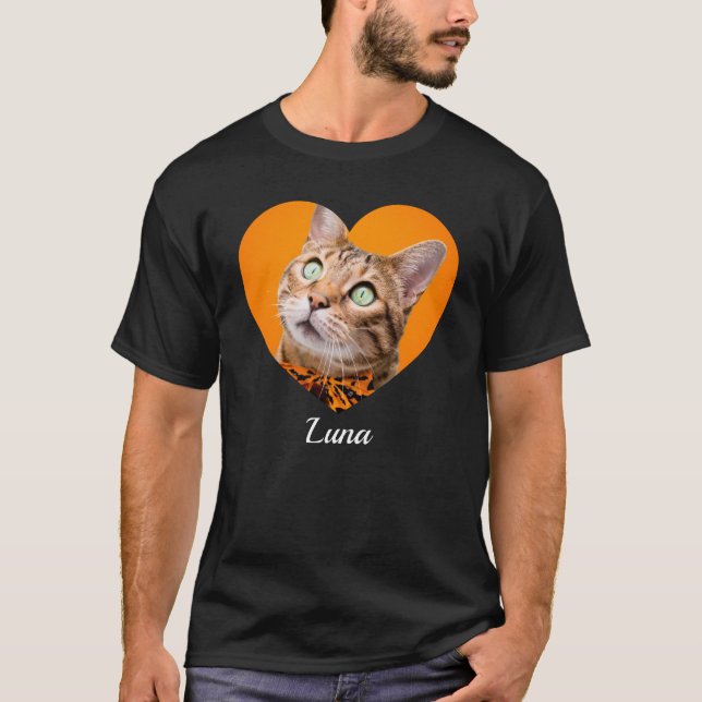 Pet's Cute Modern Typography Name and heart Photo T-Shirt (Vorderseite)