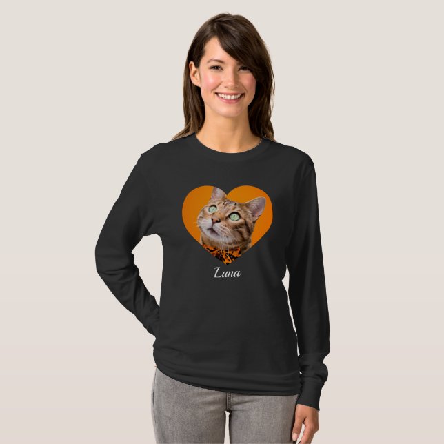 Pet's Cute Modern Typography Name and heart Photo T-Shirt (Vorne ganz)