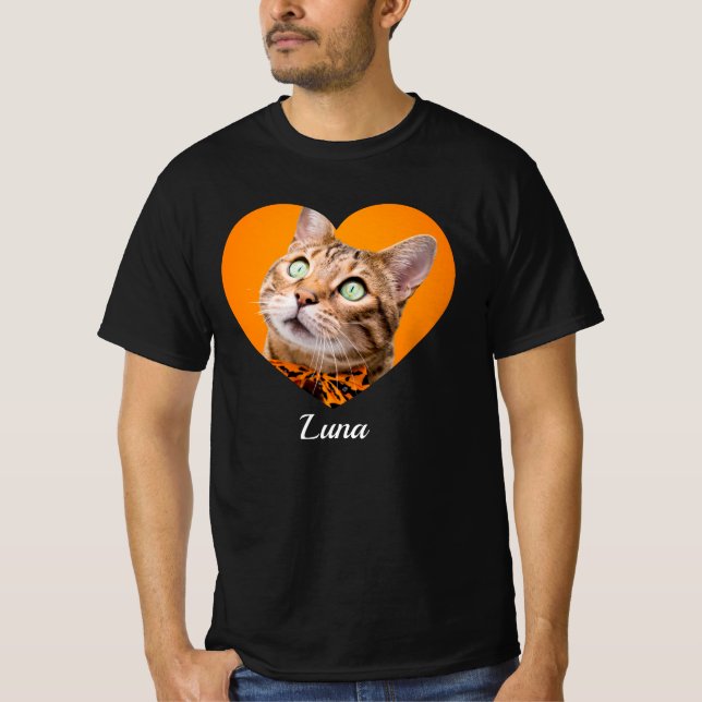 Pet's Cute Modern Typography Name and heart Photo T-Shirt (Vorderseite)