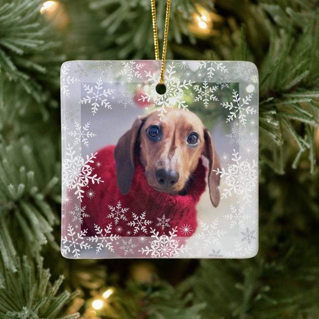 Pet's First Christmas Glitzer Snowflakes Foto Keramikornament (Baum)