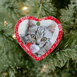 Pet's First Christmas Glitzer Snowflakes Herz Keramik Ornament