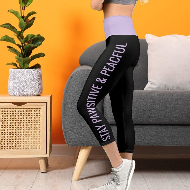 Pets Lila Black Grunge Edgy Look Pet personalisier Capri Leggings (Von Creator hochgeladen)
