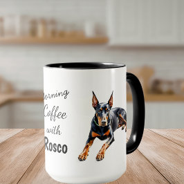 Pets Photo Doberman Coffee Black Personalize Tasse