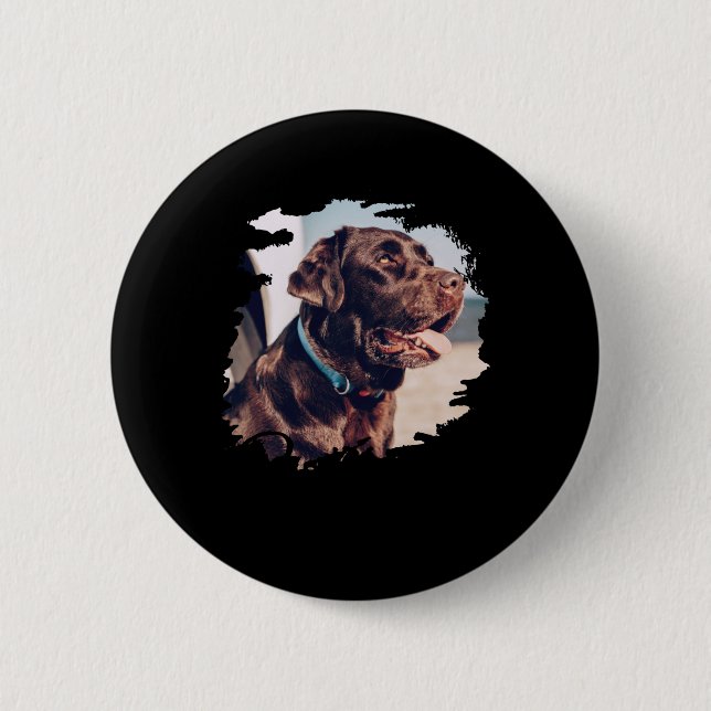 Pets Simple Modern Cool Tygraphy Name And Photo  Button (Vorderseite)