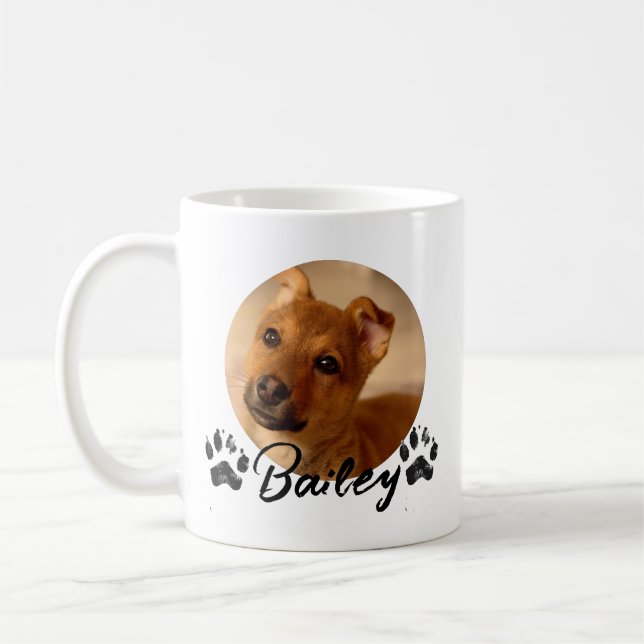 Pet's Simple Modern Cool Typography Name and Photo Kaffeetasse (Links)