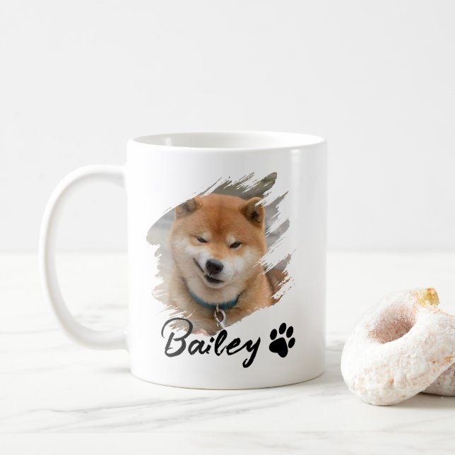 Pet's Simple Modern Cool Typography Name and Photo Kaffeetasse (Mit Donut)