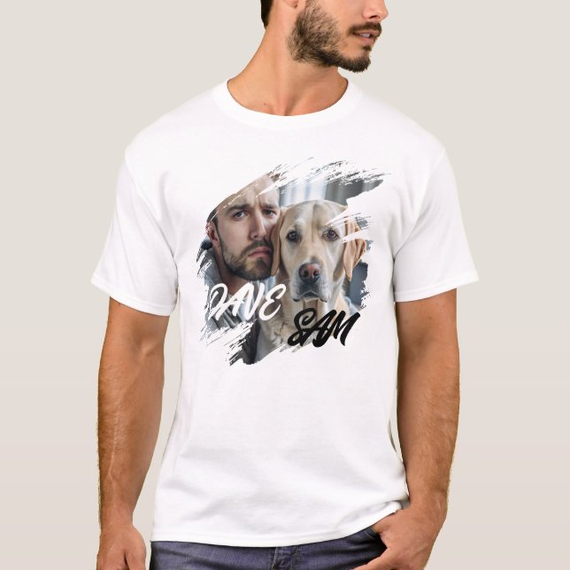 Pet's Simple Modern Cool Typography Name and Photo T-Shirt (Vorderseite)