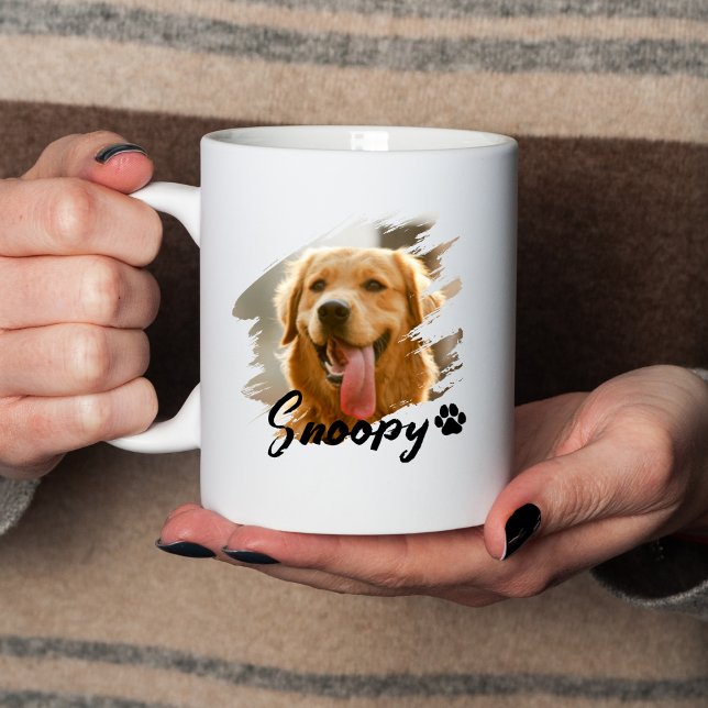 Pet's Simple Modern Cool Typography Name and Photo Tasse (Von Creator hochgeladen)