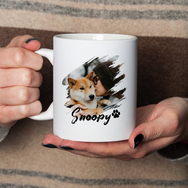 Pet's Simple Modern Cool Typography Name and Photo Tasse (Von Creator hochgeladen)