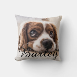 Pet's Simple Modern Elegant Chic Name and Photo  Kissen
