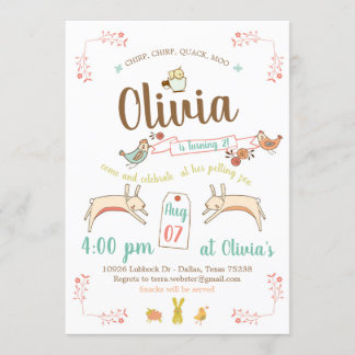 Petting Zoo Geburtstagsparty Einladung