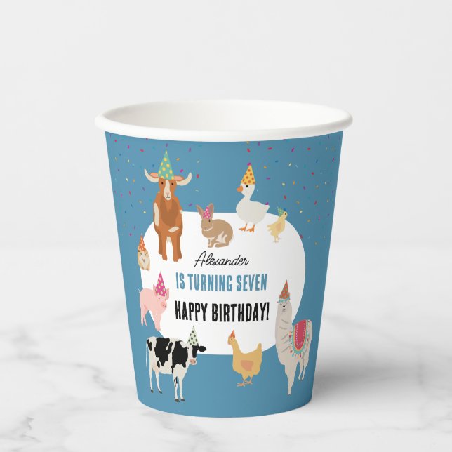 Petting Zoo Party Animals Barnyard Birthday Boy Pappbecher (Vorderseite)