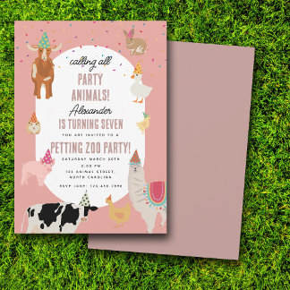 Petting Zoo Party Animals Barnyard Birthday Girl Einladung